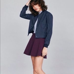 J.O.A Pinstripe Bomber Jacket Blue Size Small